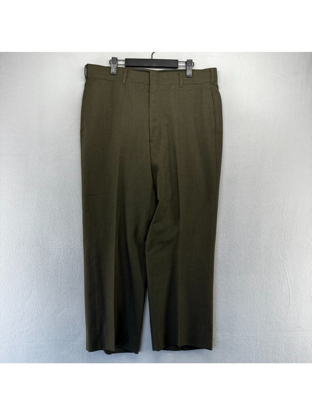Vintage 70s Military Trousers Mens 35S Fits 35x28 Pleated Baggy Flowy 70s Wool